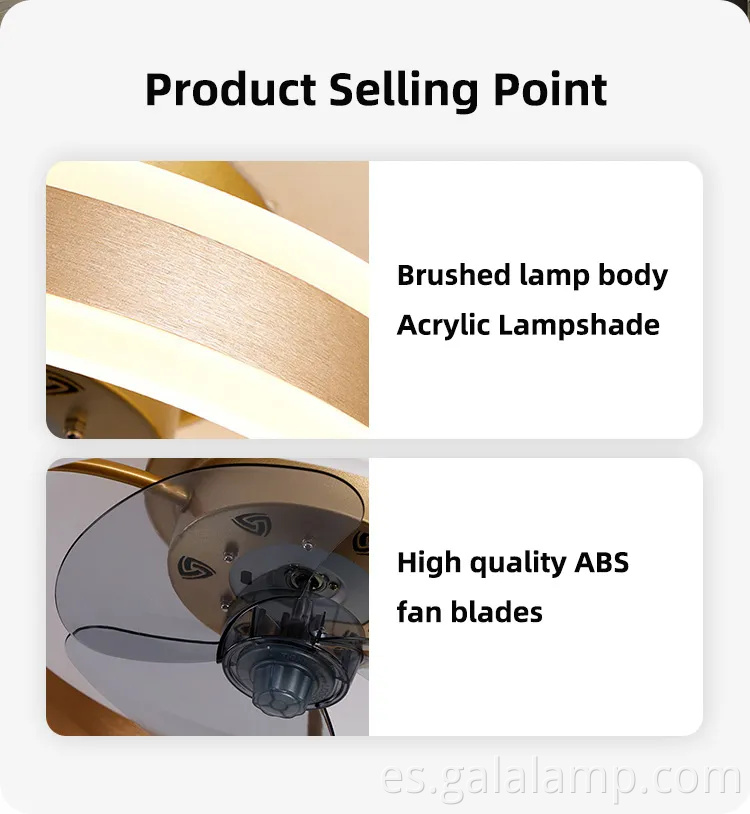 Ventilador de techo acrílico transparente moderno con control remoto